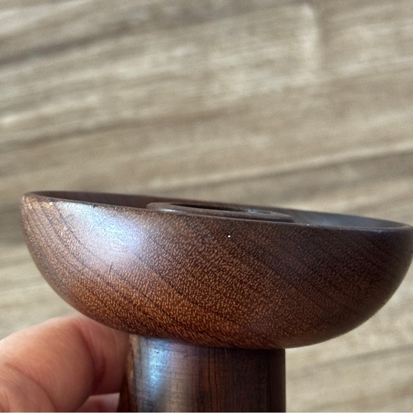 Oregon myrtle wood candle stick holder MCM Vtg - Picture 3 of 7
